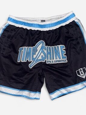 LRG Black Athletic Shorts with Light Blue Trim
